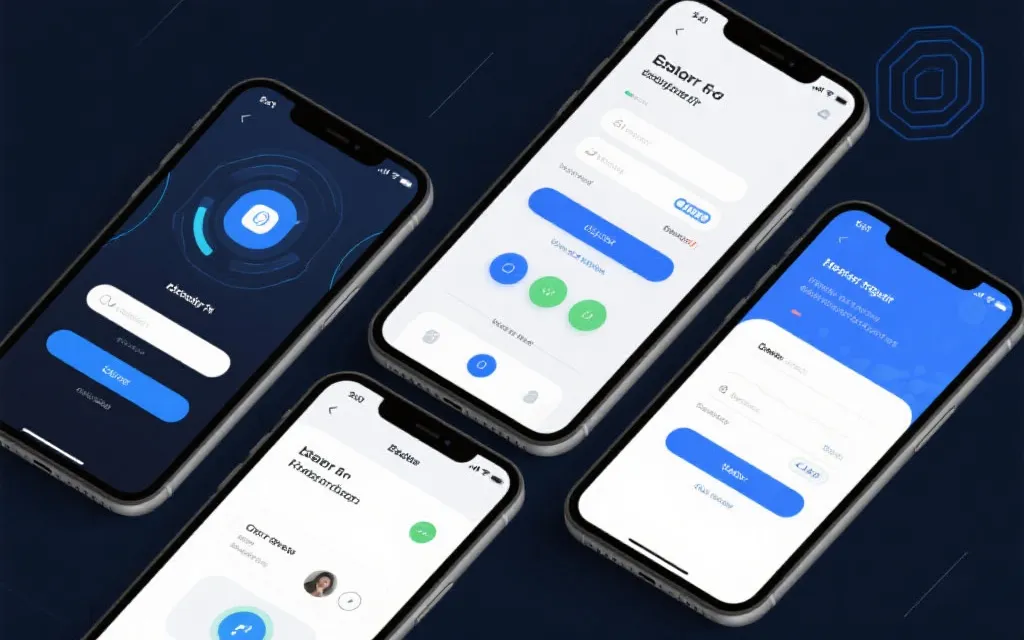 用户界面原型，分步注册流程，现代科技风