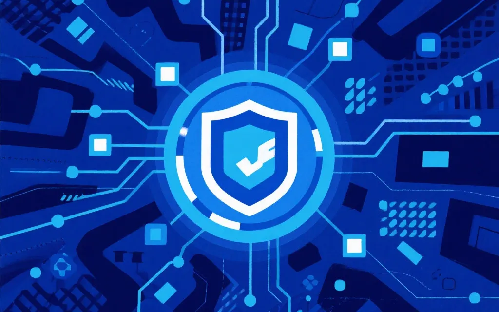 抽象风格的数据加密与用户信息安全场景插画